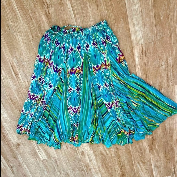 Vintage boho artsy fanning with lines & modern patterns maxi skirt - Picture 13 of 14